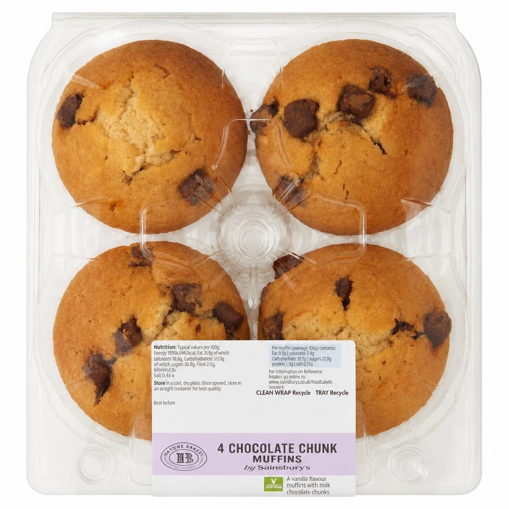 Sainsbury's Chocolate Chip Muffins x4
