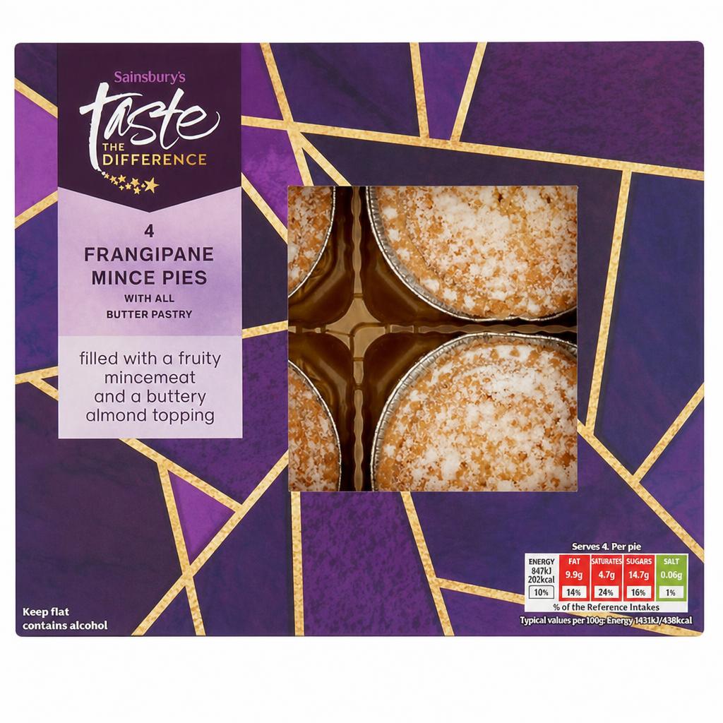 Sainsbury's Frangipane Mince Pies with Butter Pastry, Taste the Difference x4 185g