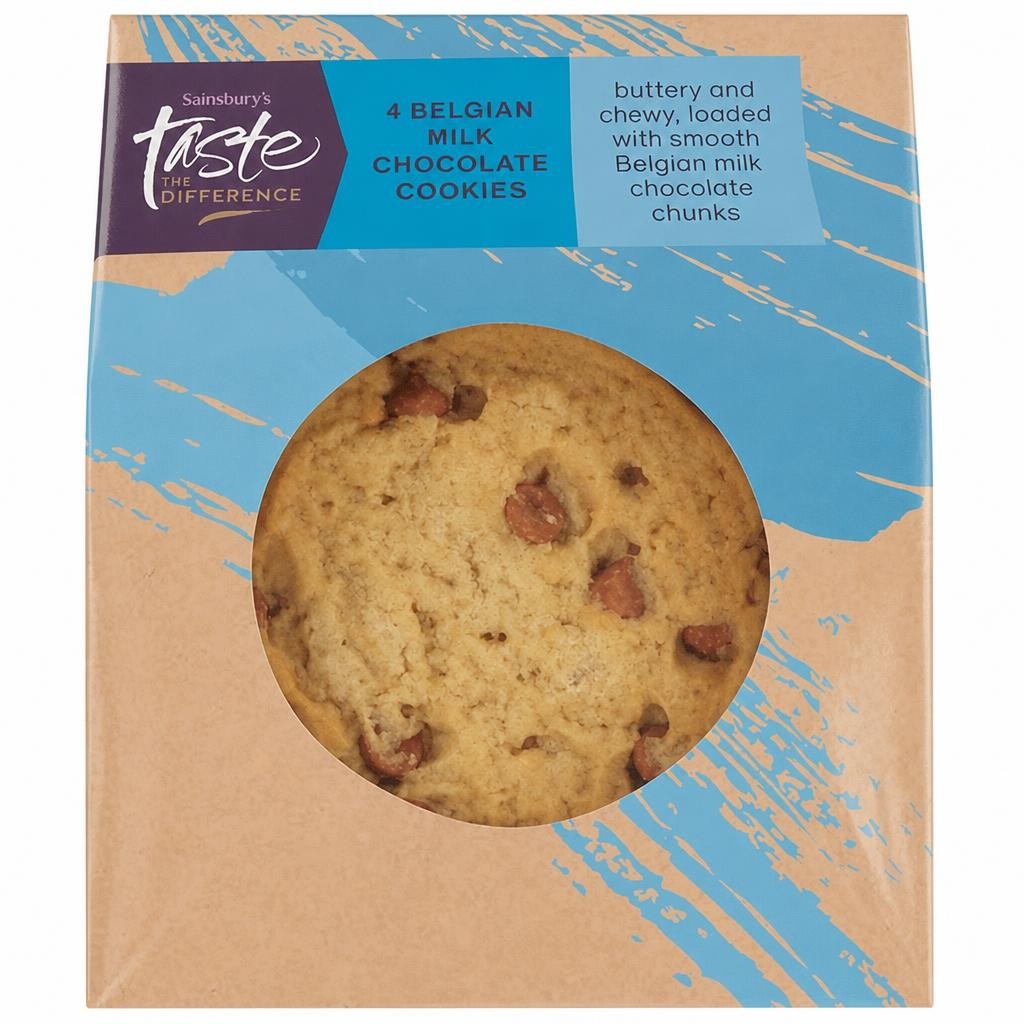 Sainsbury's Belgian Milk Chocolate Cookies, Taste the Difference x4
