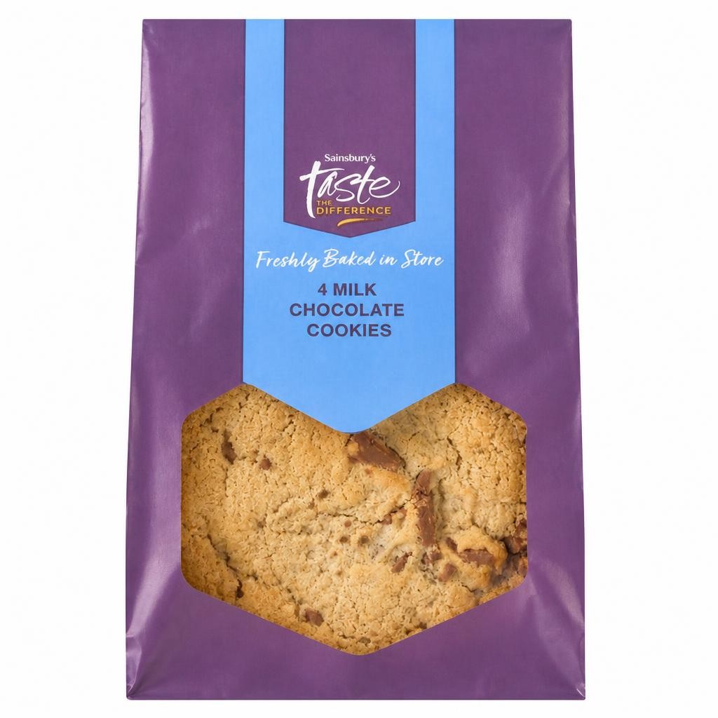 Sainsbury's Belgian Milk Chocolate Cookies, Taste the Difference x4