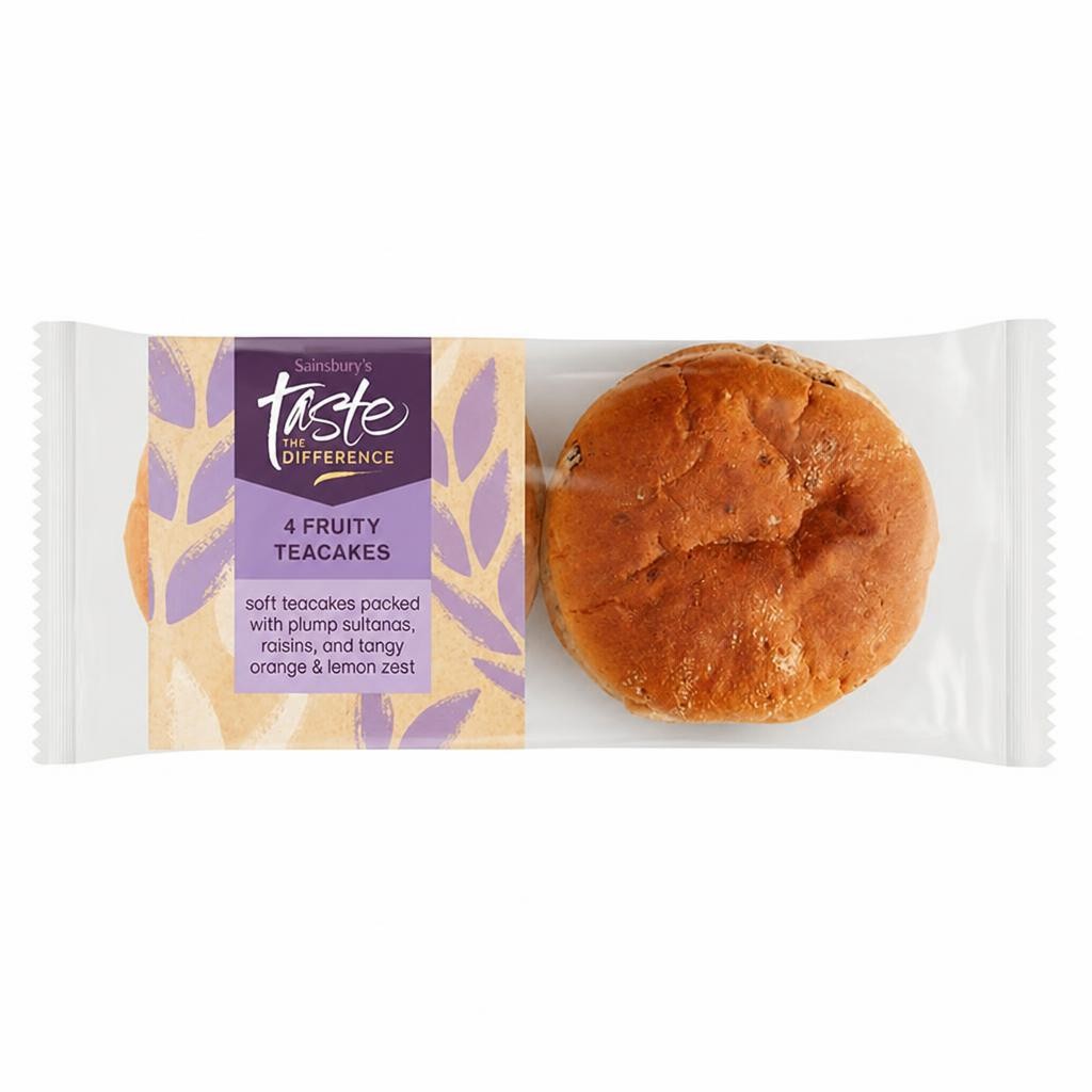 Sainsbury's 4 x Fruity Teacake, Taste the Difference 360g