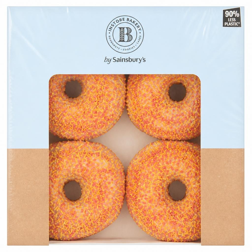 Sainsbury's White Iced Ring Doughnuts x4
