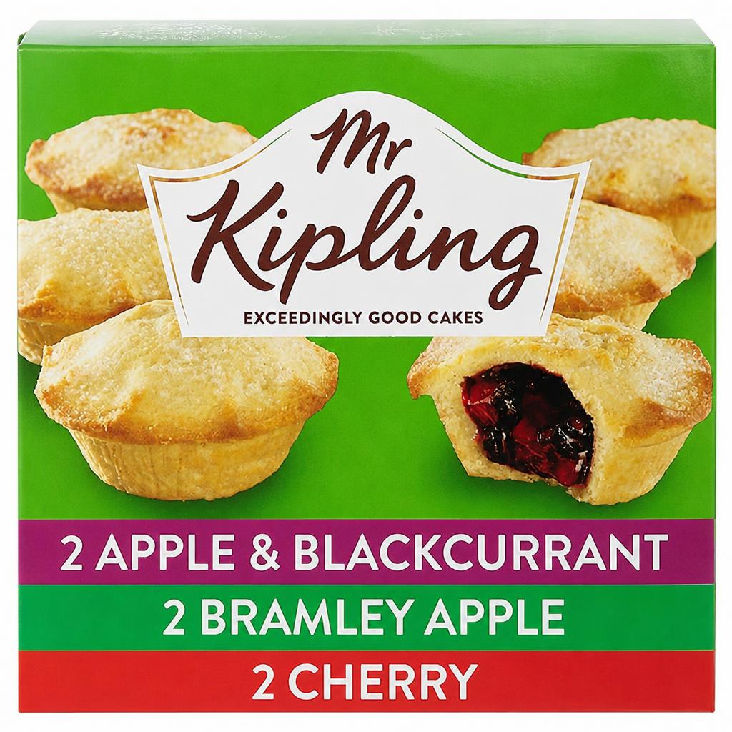 Mr Kipling Apple, Blackcurrant & Cherry Fruit Pies Cakes x6
