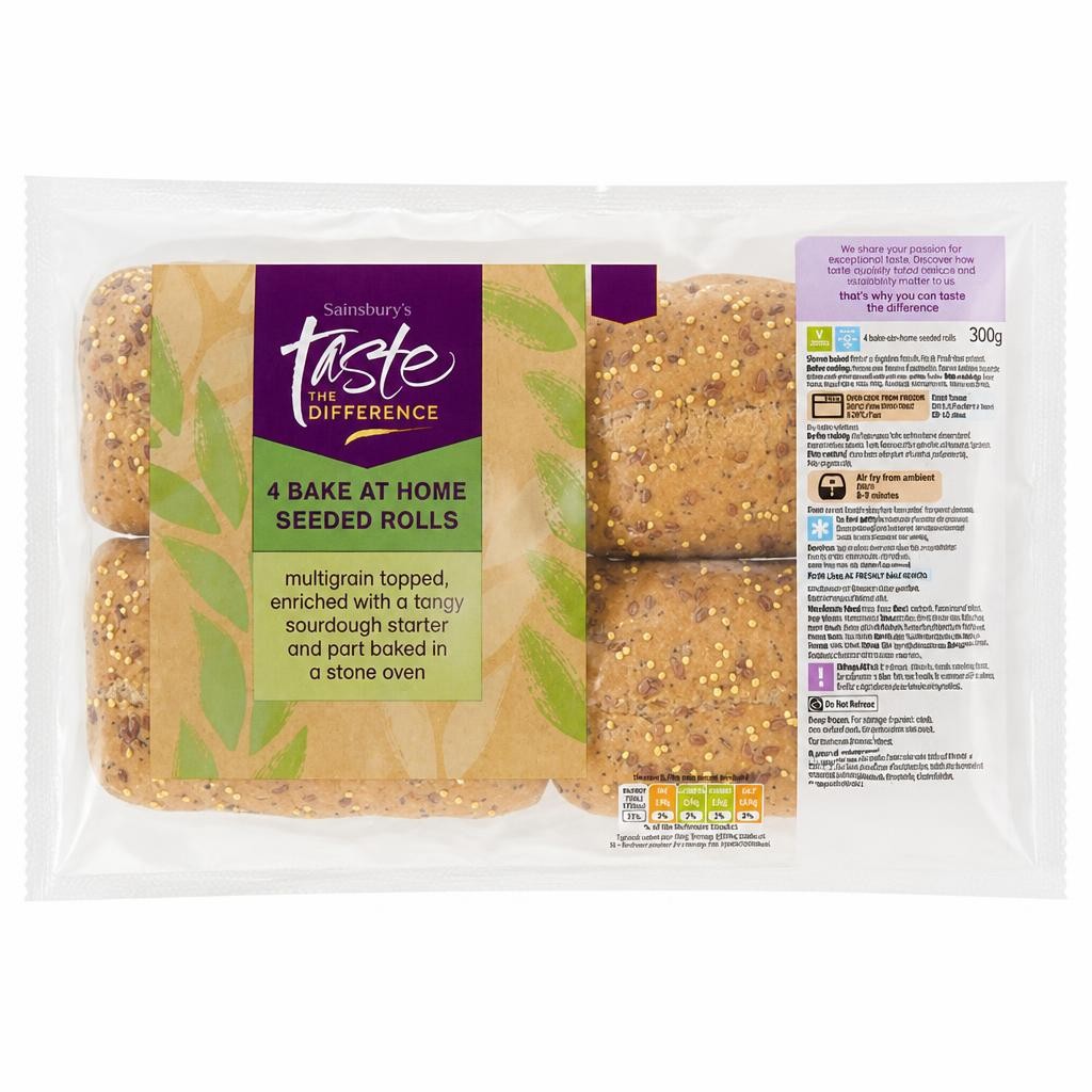 Sainsbury's Bake at Home Seeded Rolls, Taste the Difference x4 75g