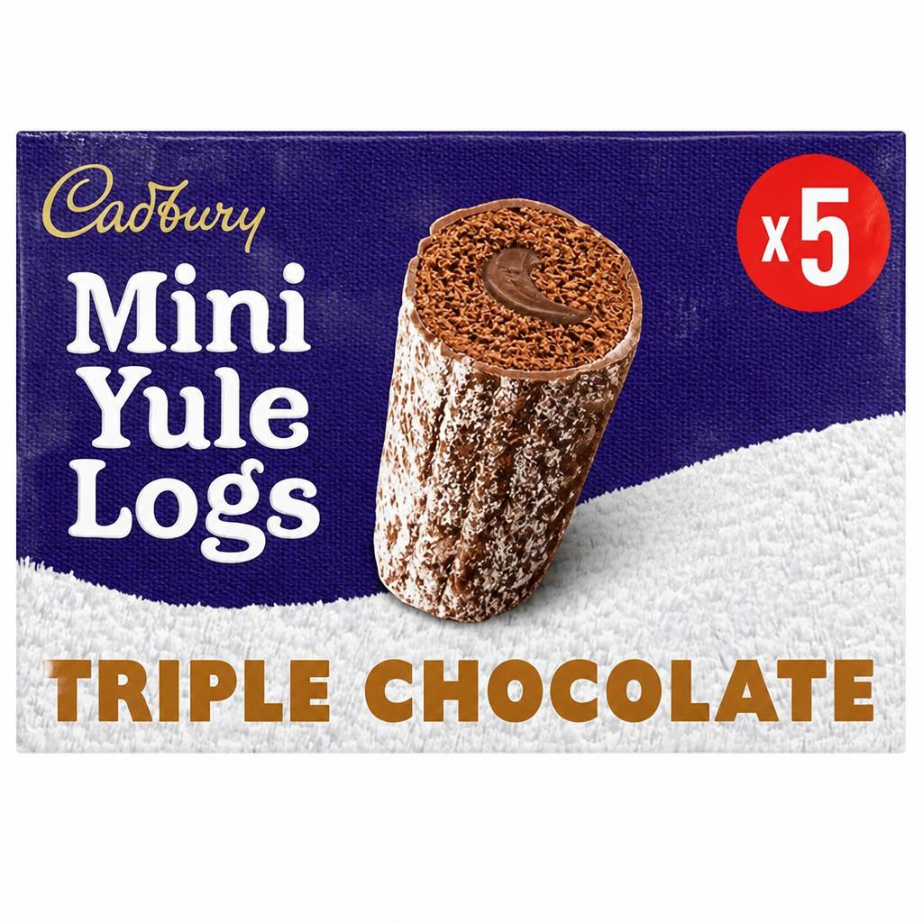Cadbury Mini Yule Logs Triple Milk Chocolate Cakes Pack x5