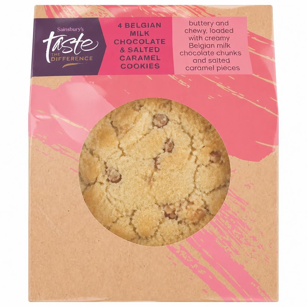 Sainsbury's Salted Caramel & Belgian Milk Chocolate Cookies, Taste the Difference x4
