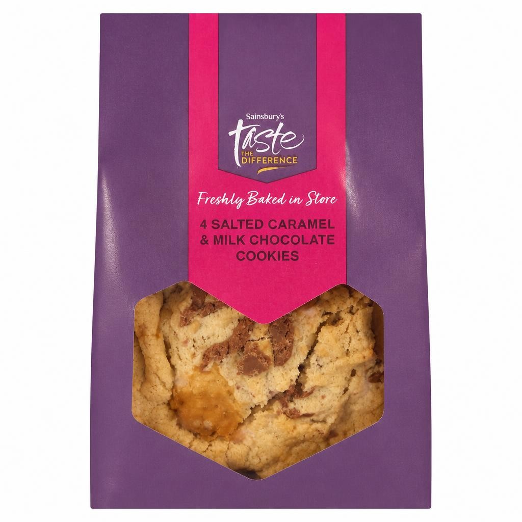 Sainsbury's Salted Caramel & Belgian Milk Chocolate Cookies, Taste the Difference x4
