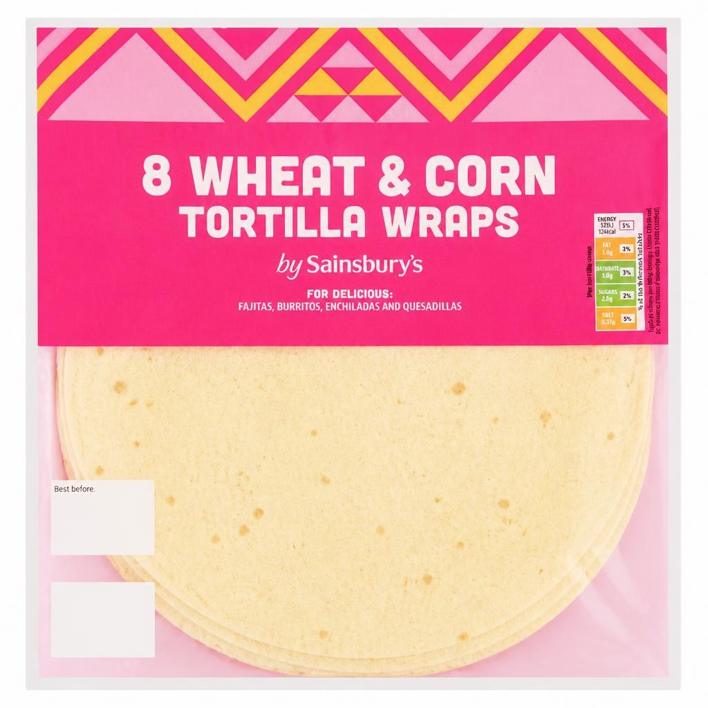 Sainsbury's Wheat & Corn Tortilla Wraps x8 320g