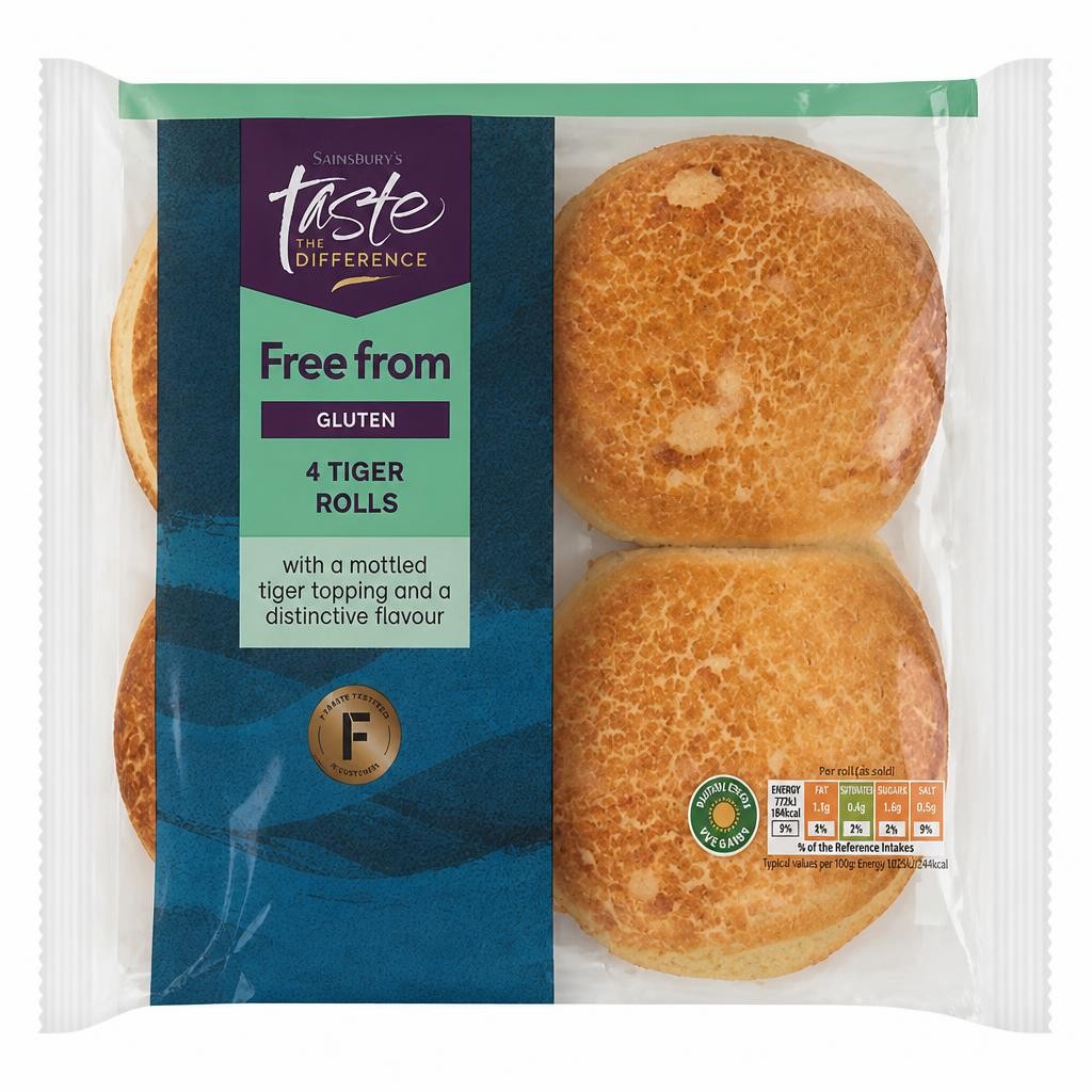Sainsbury's Free From Tiger Rolls, Taste the Difference x4 260g