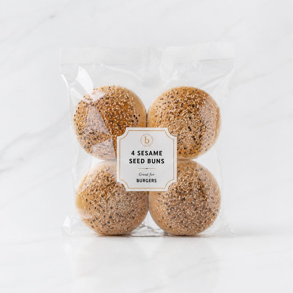 Sainsbury's Sesame Topped Milk Burger Buns Rolls x4