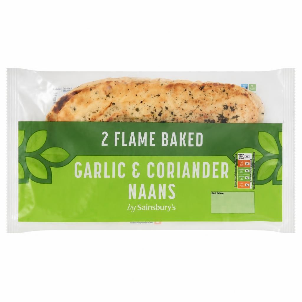 Sainsbury's Flame Baked Garlic & Coriander Naans x2 260g