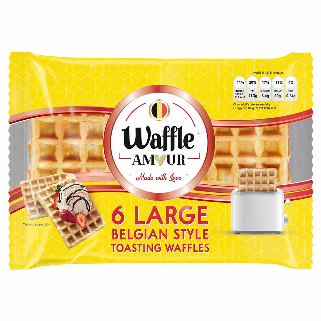 Waffle Amour Large Belgian Style Toasting Waffles 6x41.67g