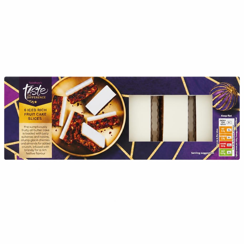 Sainsbury's Iced Rich Fruit Cake Slices, Taste the Difference x6 285g