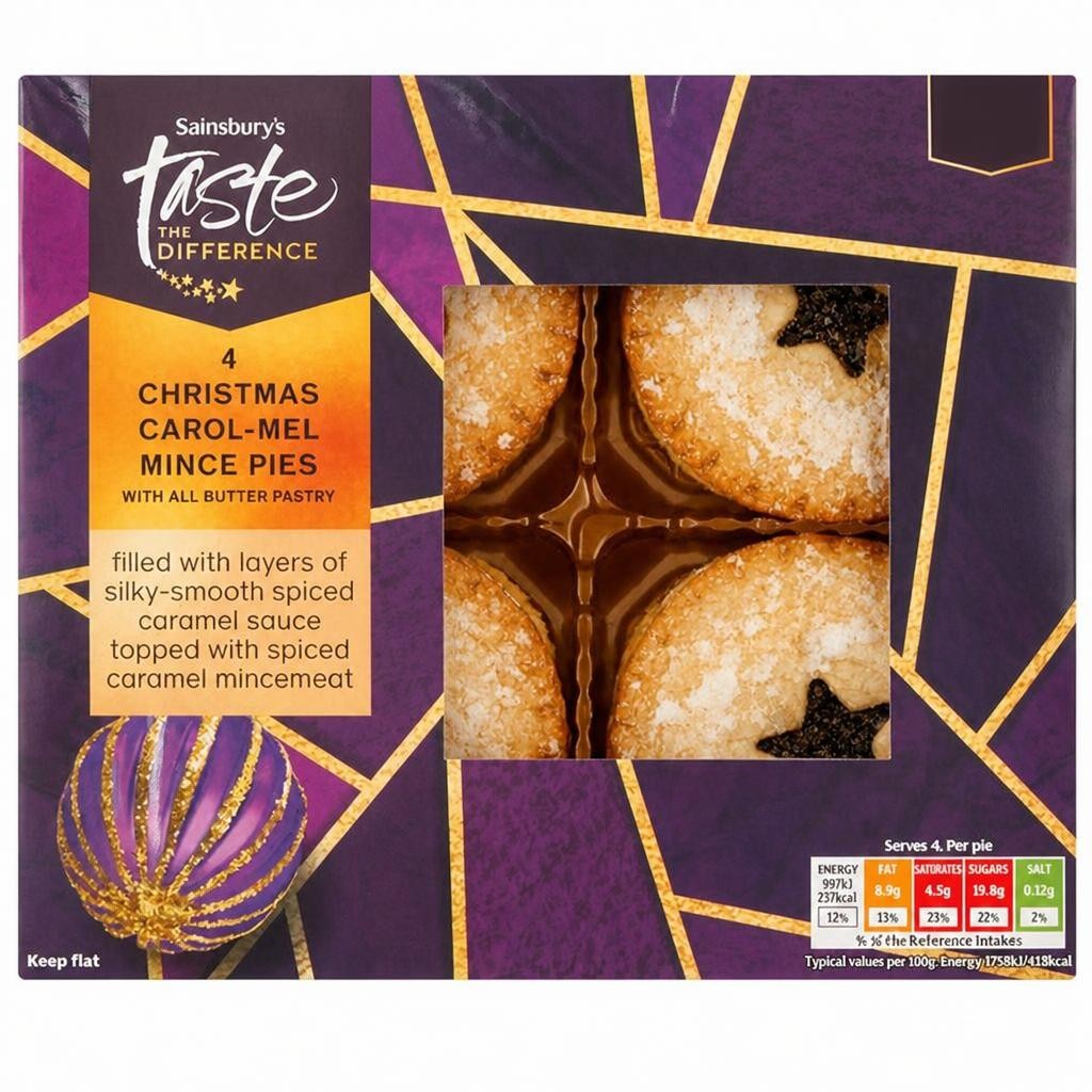 Sainsbury's Christmas Carol Mel Mince Pies with All Butter Pastry, Taste the Difference x4 230g