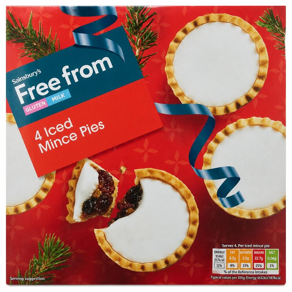 Sainsbury's Free From Iced Mince Pies x4 225g