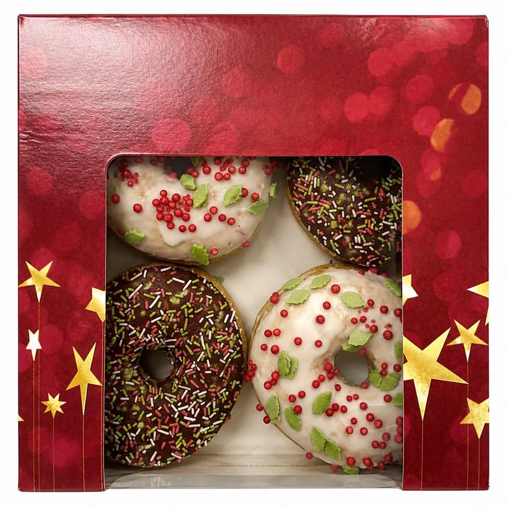 Sainsbury's Christmas Iced Ring Doughnuts x 4