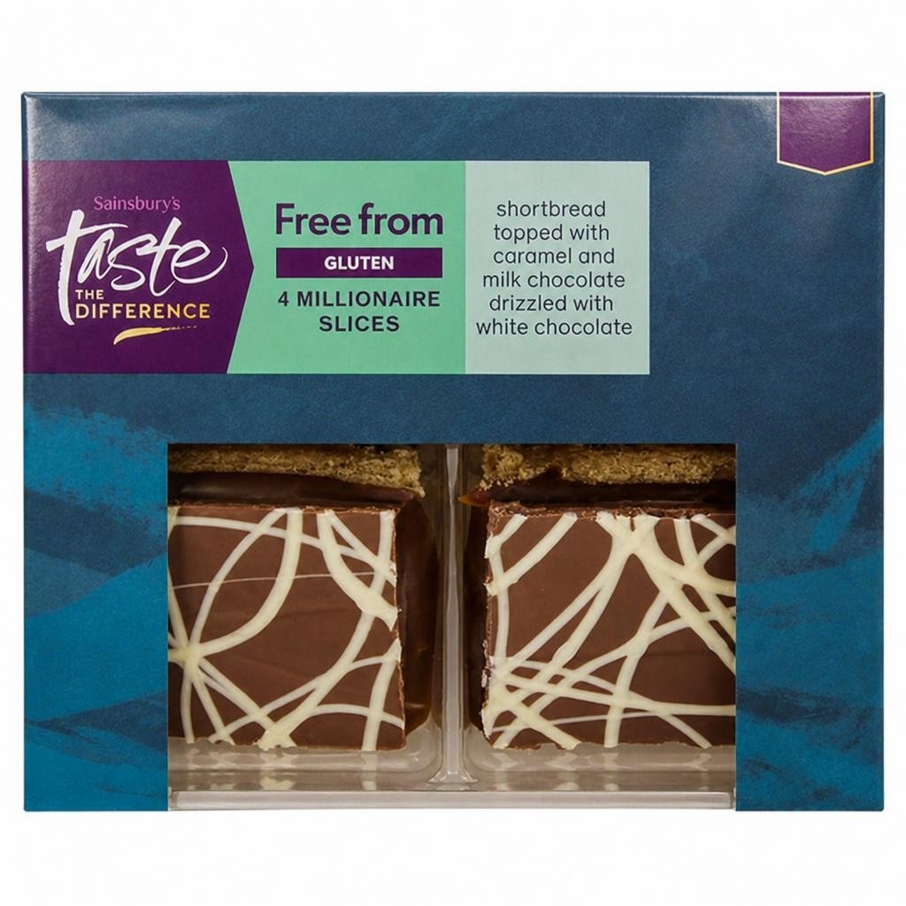 Sainsbury's Free From Millionaire Slices, Taste the Difference x4 166g