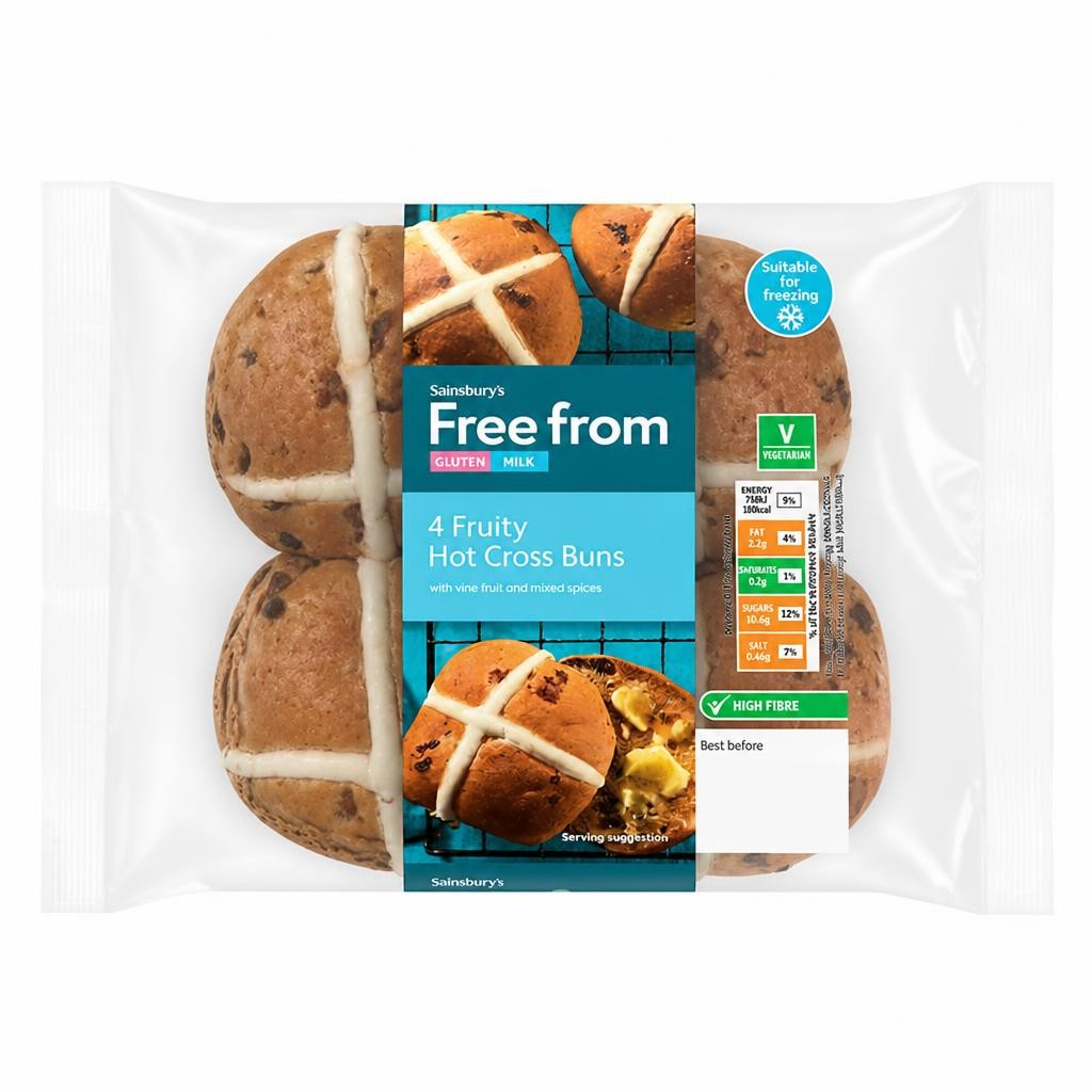 Sainsbury's Free From Fruity Hot Cross Buns x4
