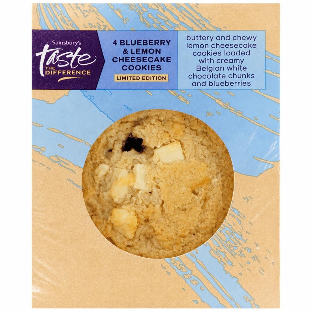 Sainsbury's 4 x Blueberry & Lemon Cheesecake Cookies, Limited Edition, Taste the Difference