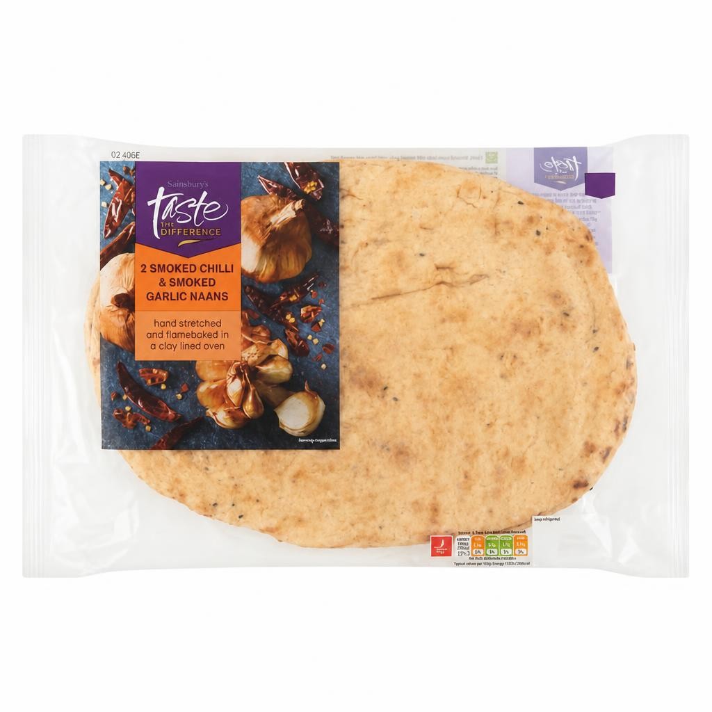 Sainsbury's Garlic & Chilli Naan, Taste the Difference x2