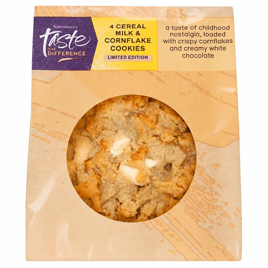 Sainsbury's Cereal Milk & Cornflake Cookies, Limited Edition, Taste the Difference x4