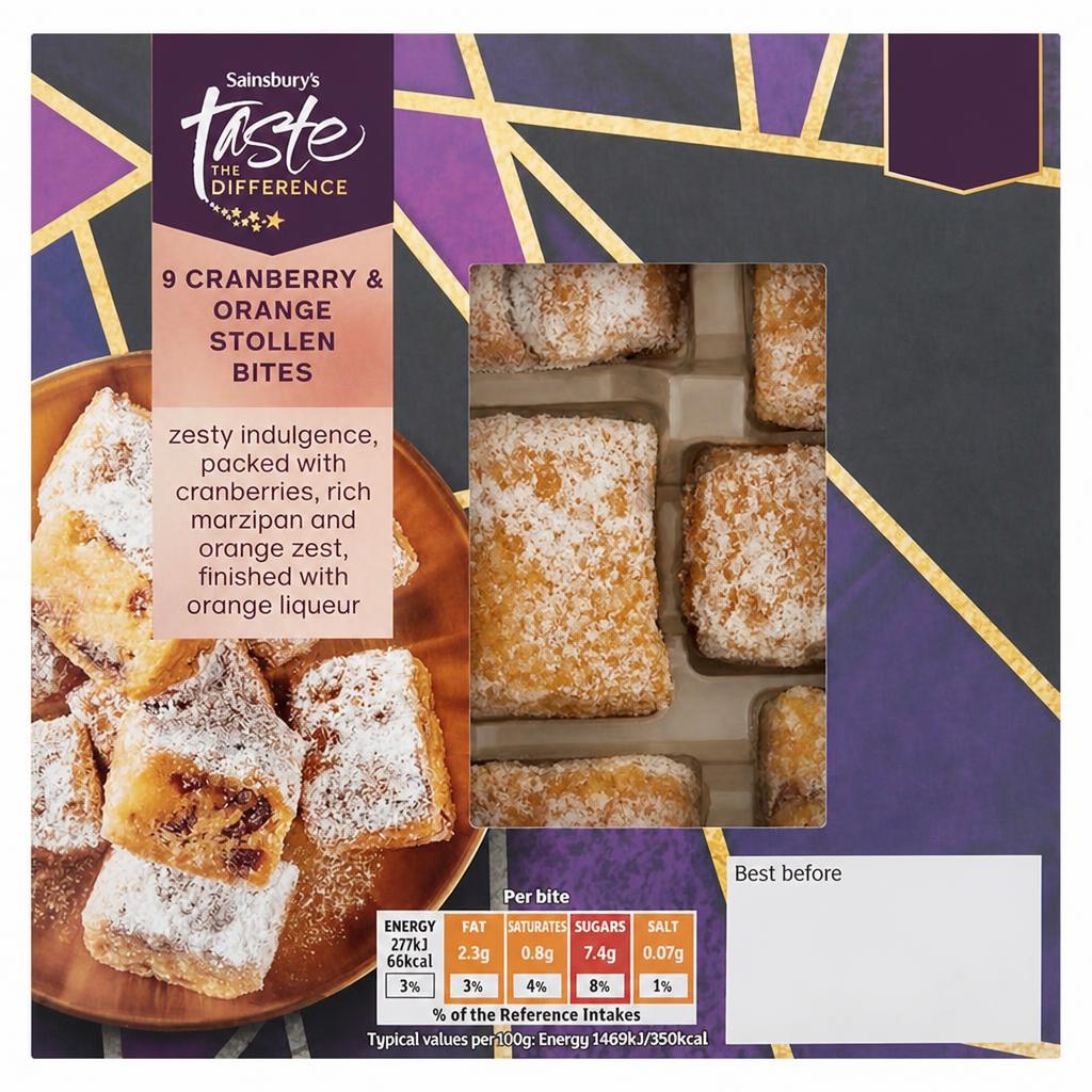 Sainsbury's Cranberry & Orange Stollen Bites, Taste the Difference x9 170g