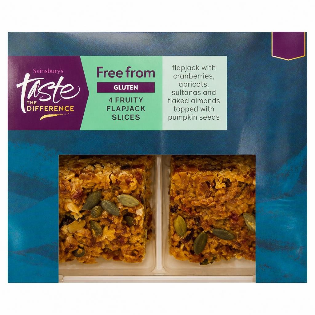Sainsbury's Free From Fruity Flapjack Slices, Taste the Difference x4 168g