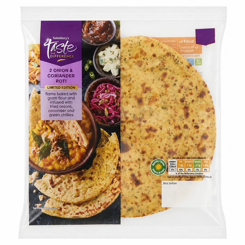 Sainsbury's Onion & Coriander Rotis, Taste the Difference x2