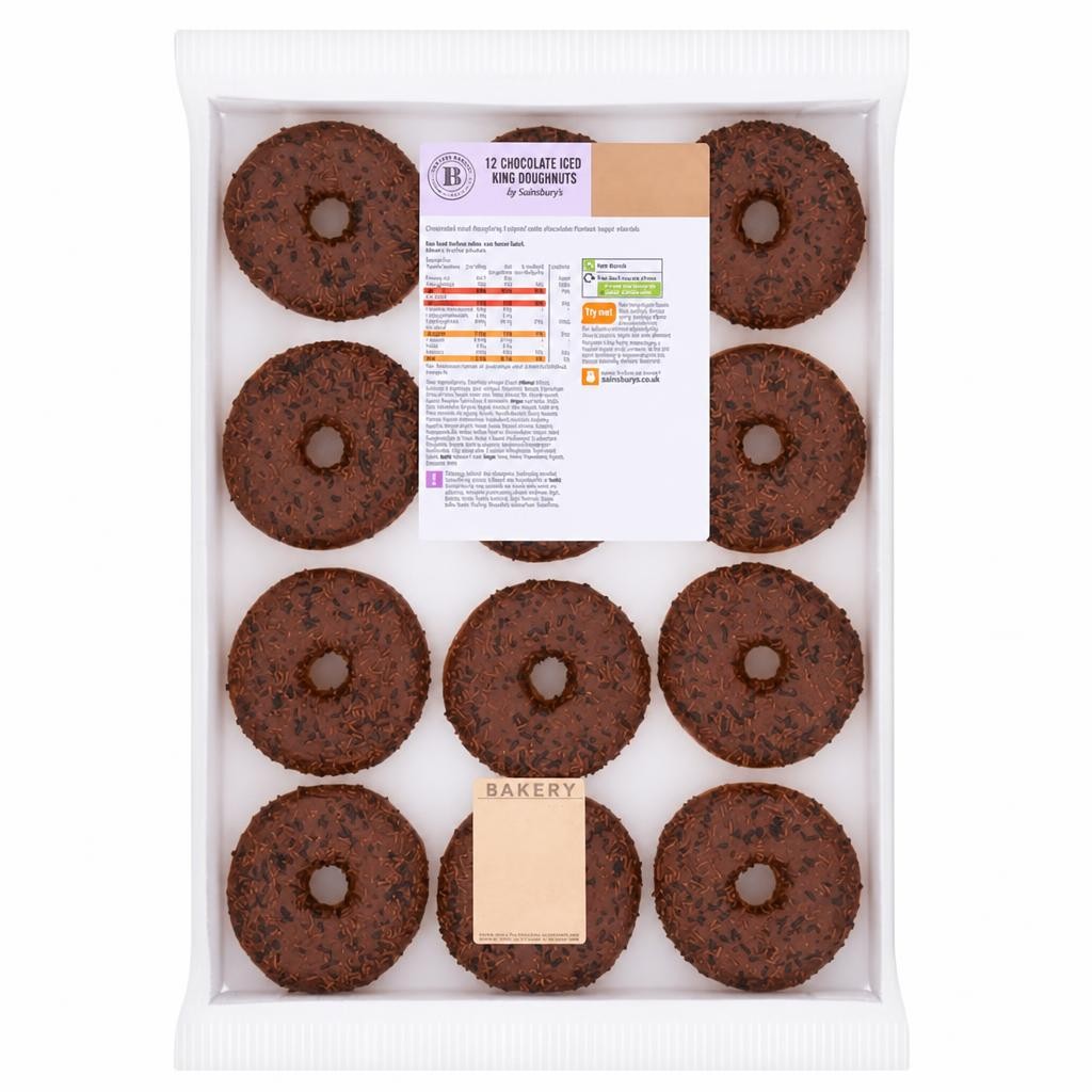 Sainsbury's Chocolate Iced Ring Doughnuts x12