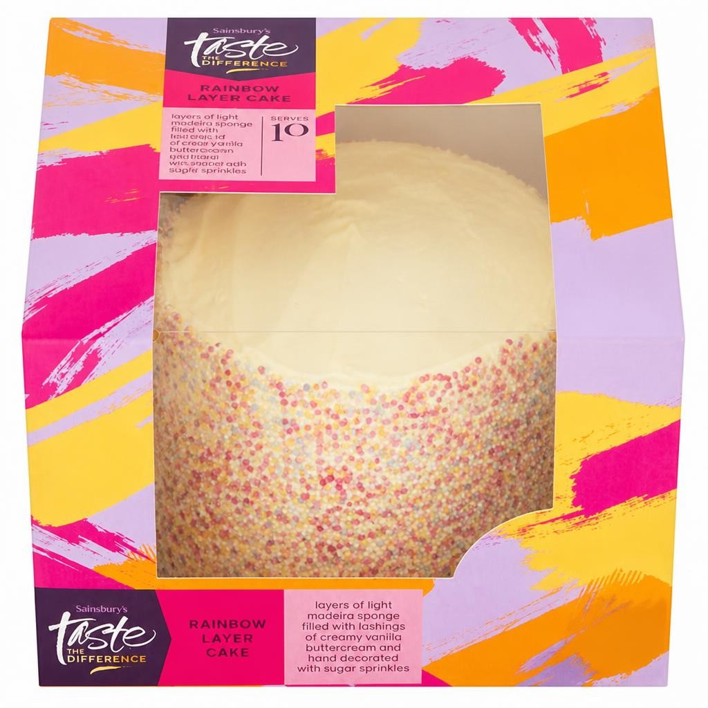 Sainsbury's Birthday Celebration Rainbow Layer Cake, Taste the Difference 685g (Serves 10)