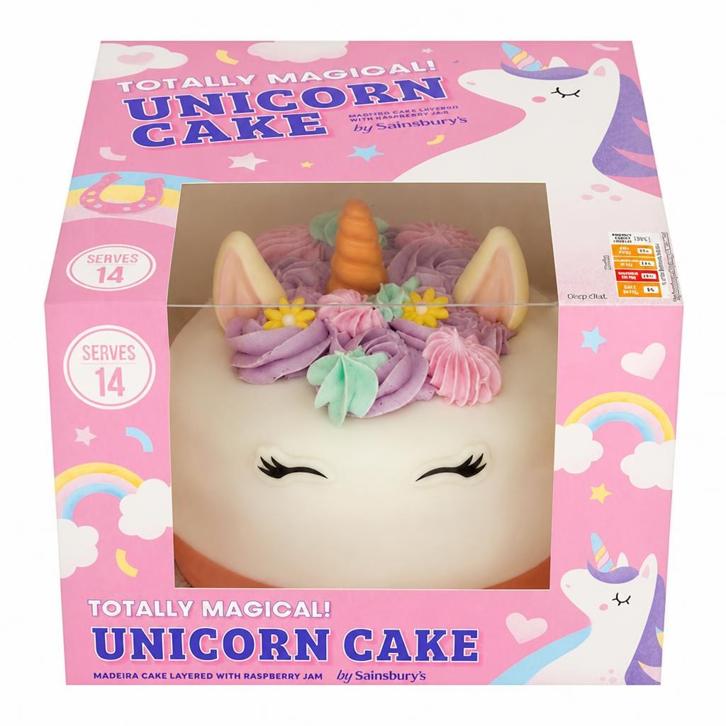 Sainsbury's Birthday Celebration Unicorn Madeira Cake 931g (Serves 14)