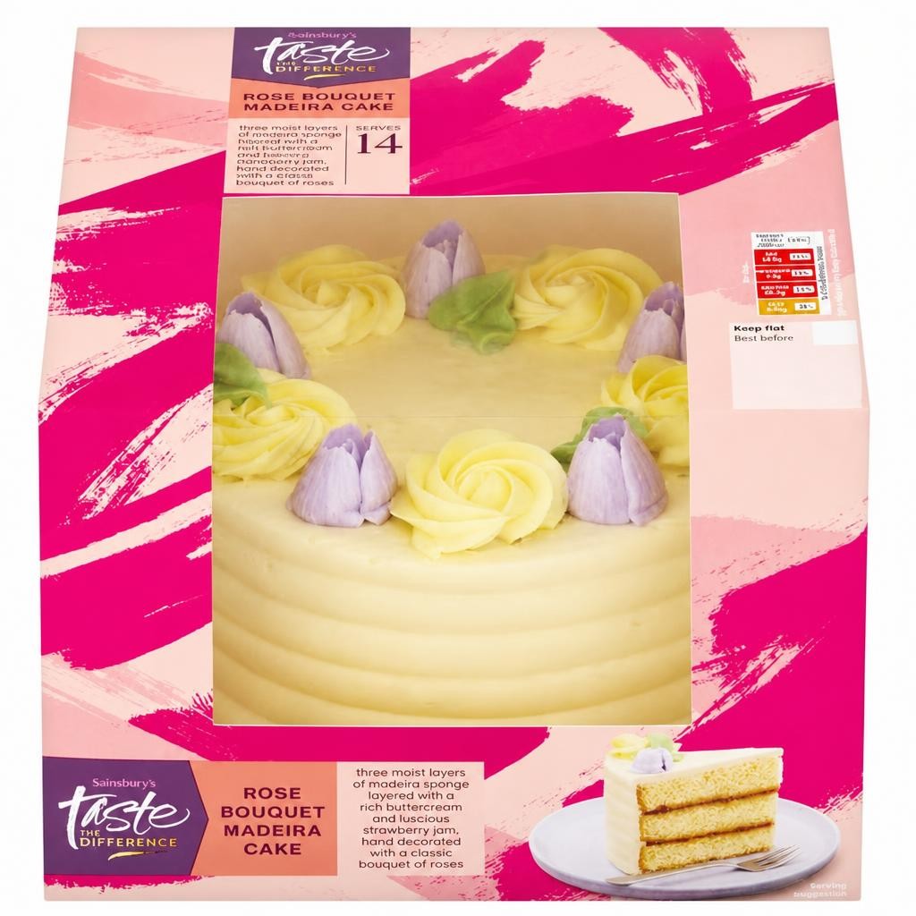 Sainsbury's Birthday & Celebration Rose Bouquet Madeira Cake, Taste the Difference 895g (Serves 14)