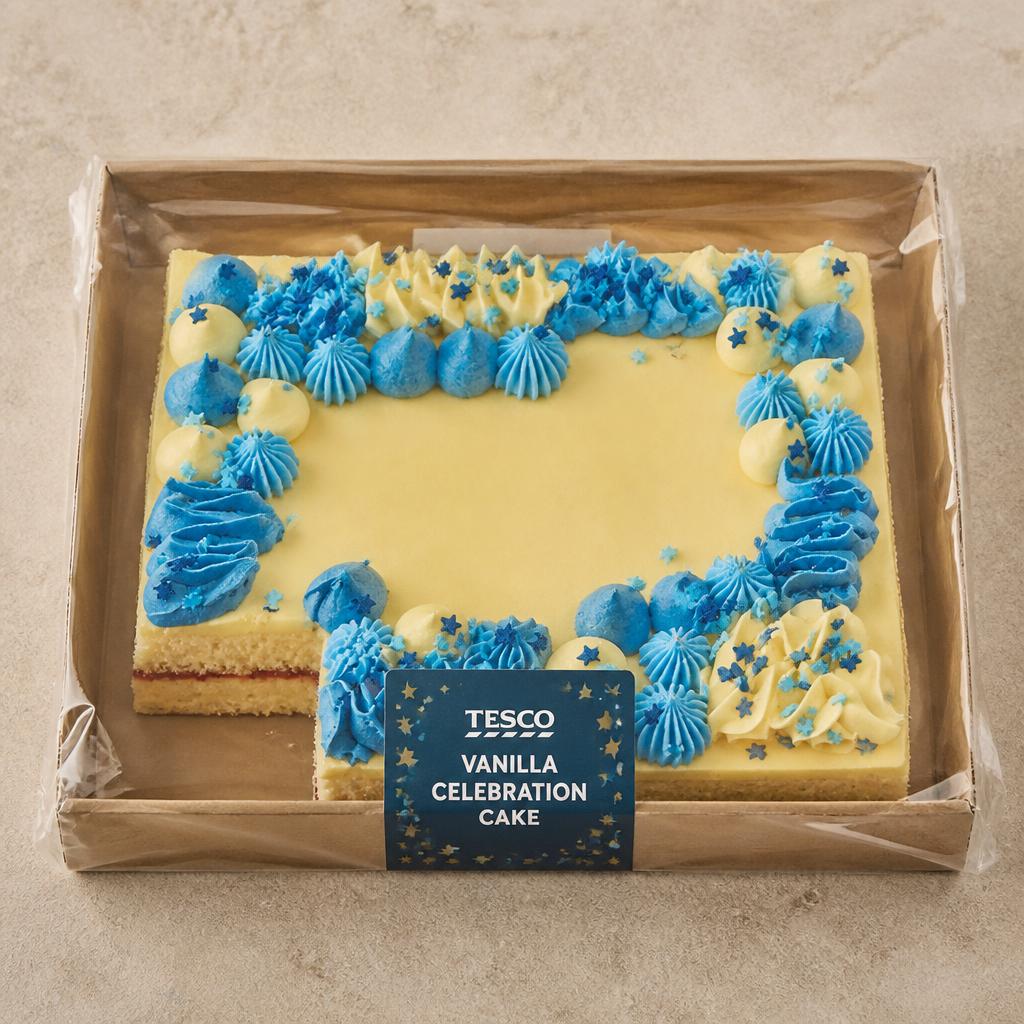 Sainsbury's 1.36kg Blue Iced Madeira Traybake Celebration Cake, Taste the Difference