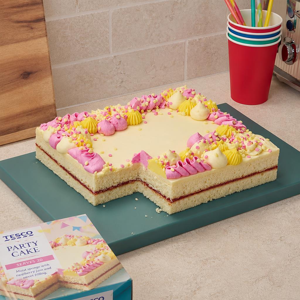 Sainsbury's 1.36kg Pink Iced Madeira Traybake Celebration Cake, Taste the Difference