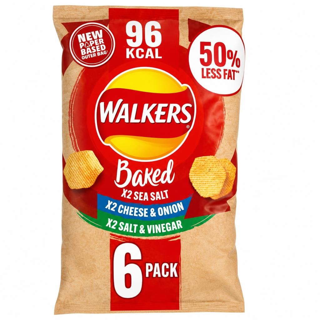 Walkers Baked Variety Multipack Crisps Snacks 6x22g
