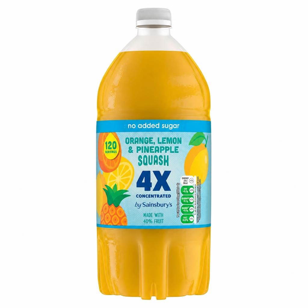 Sainsbury's Quadruple Strength Orange, Lemon & Pineapple Squash 1.5L