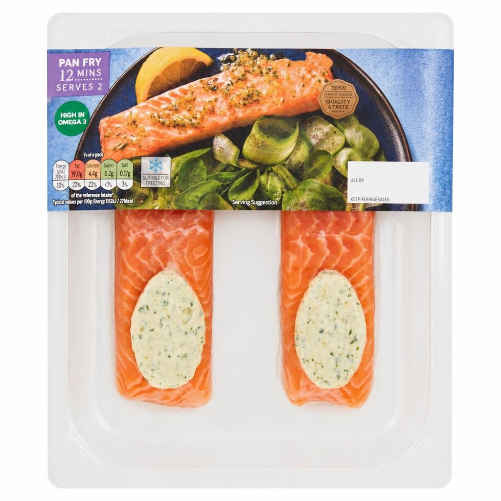 Tesco Garlic & Parsley Salmon Fillets Vibrant & Savoury 240g