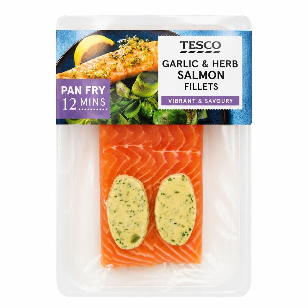 Tesco Garlic & Parsley Salmon Fillets Vibrant & Savoury 240g