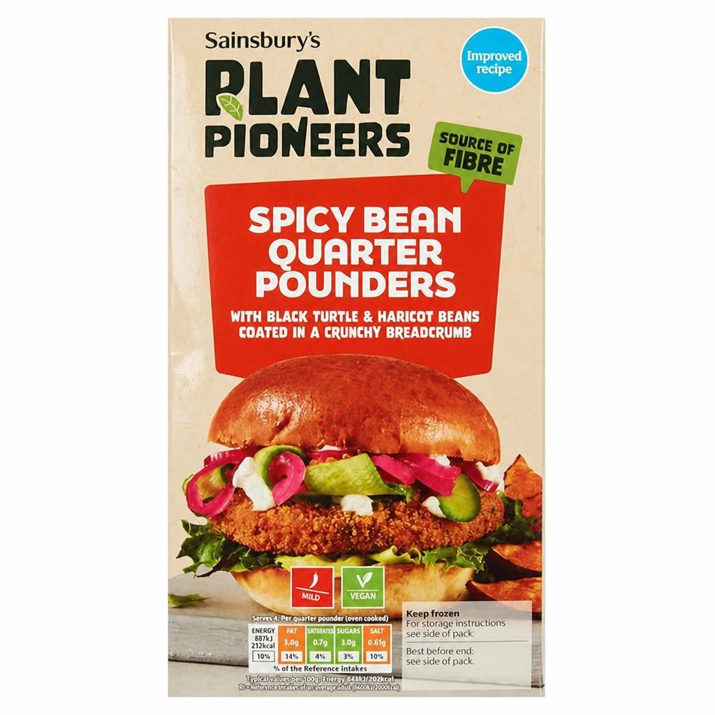 Sainsbury's Spicy Bean Burgers x4 454g