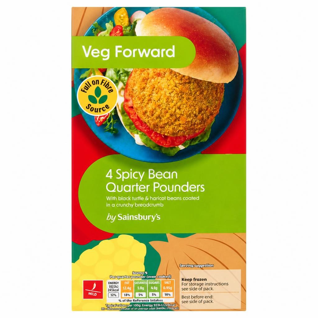 Sainsbury's Spicy Bean Burgers x4 454g