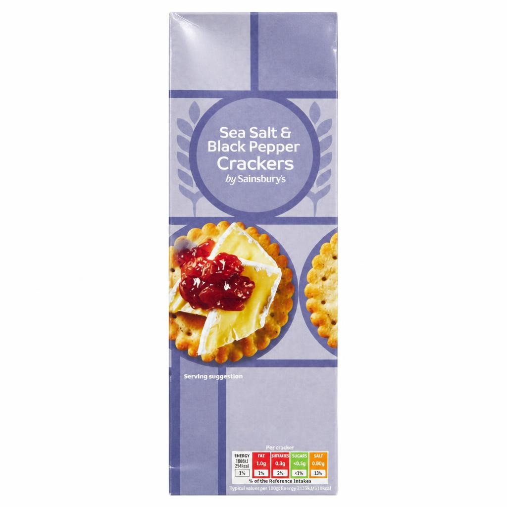 Sainsbury's Sea Salt & Black Pepper Crackers 185g
