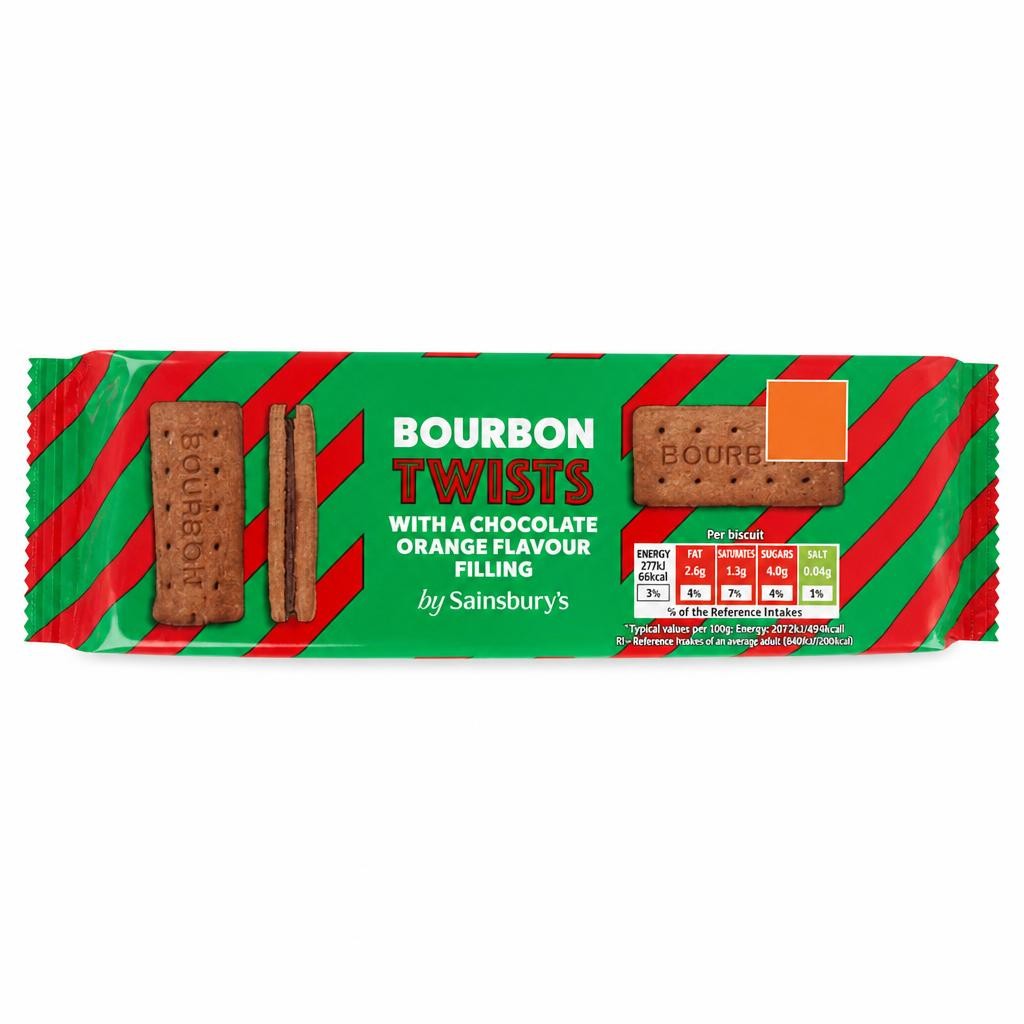 Sainsbury's Bourbon Twists with a Chocolate Orange Flavour Filling 150g