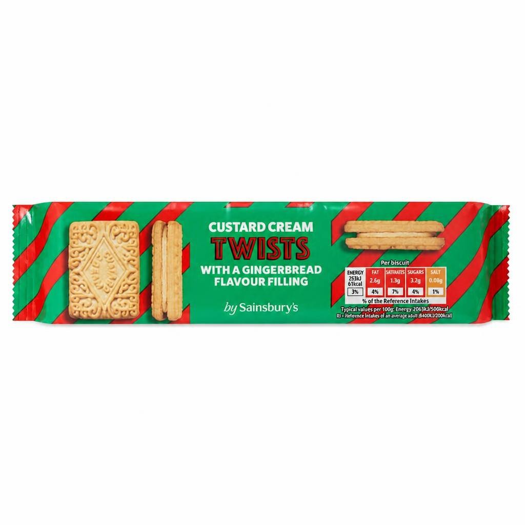 Sainsbury's Custard Cream Twists with a Gingerbread Flavour Filling 150g