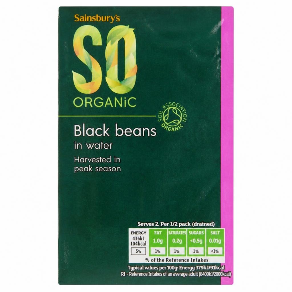 Sainsbury's Black Beans Carton, SO Organic 380g (230g*)