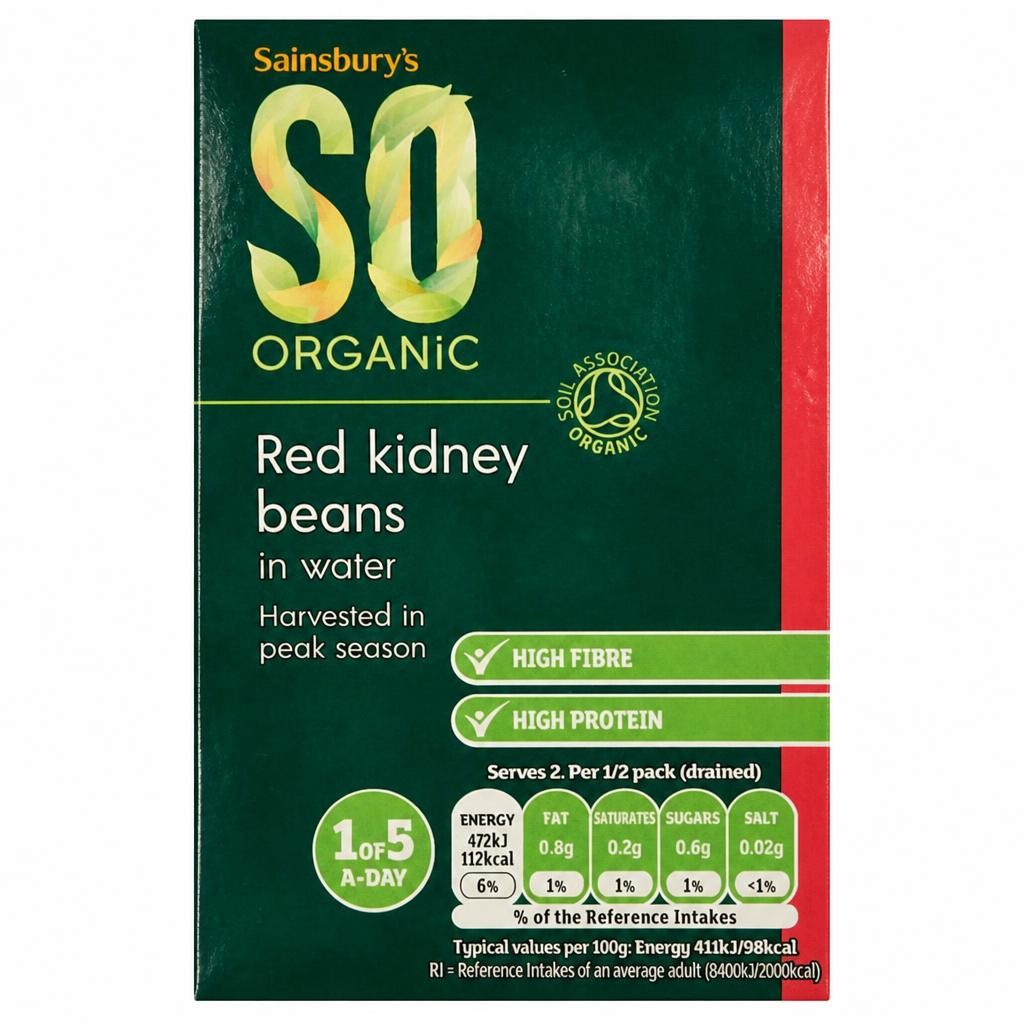 Sainsbury's Red Kidney Beans Carton, SO Organic 380g (230g*)