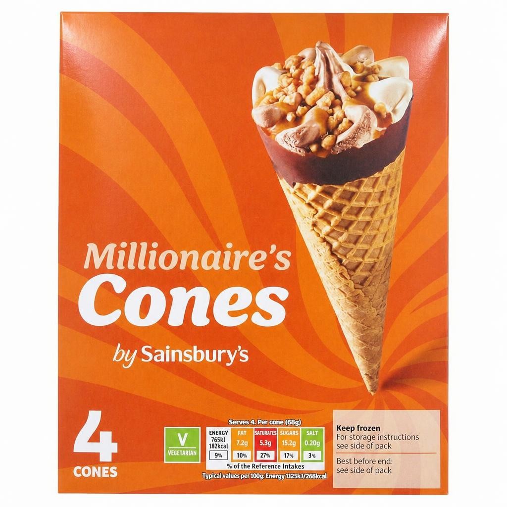 Sainsbury's Millionaire's Cones 4x110ml