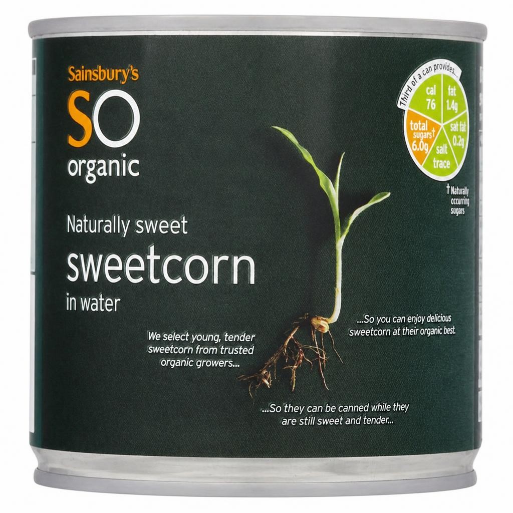 Sainsbury's Naturally Sweet Sweetcorn, SO Organic 150g (140g*)