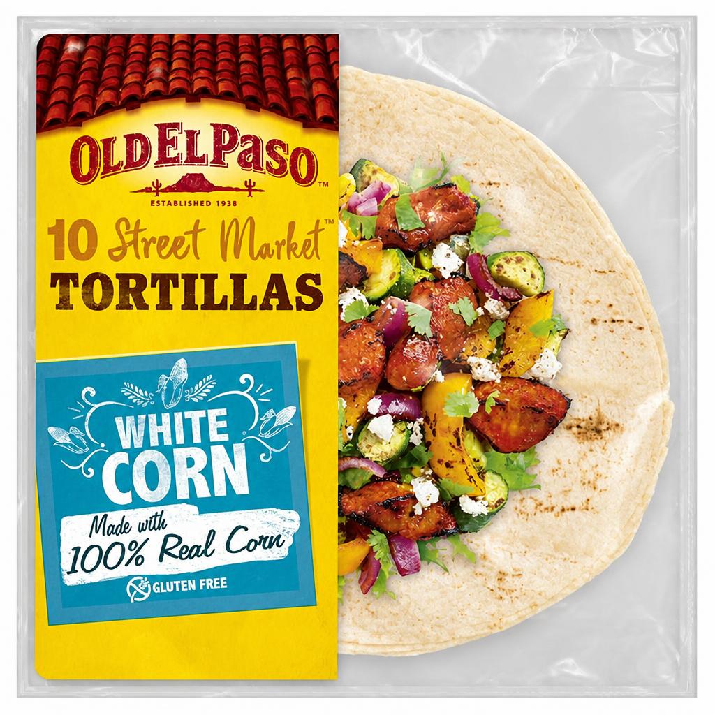 Old El Paso 10 Small Mexican Gluten Free White Corn Taco Tortilla Wraps 208g