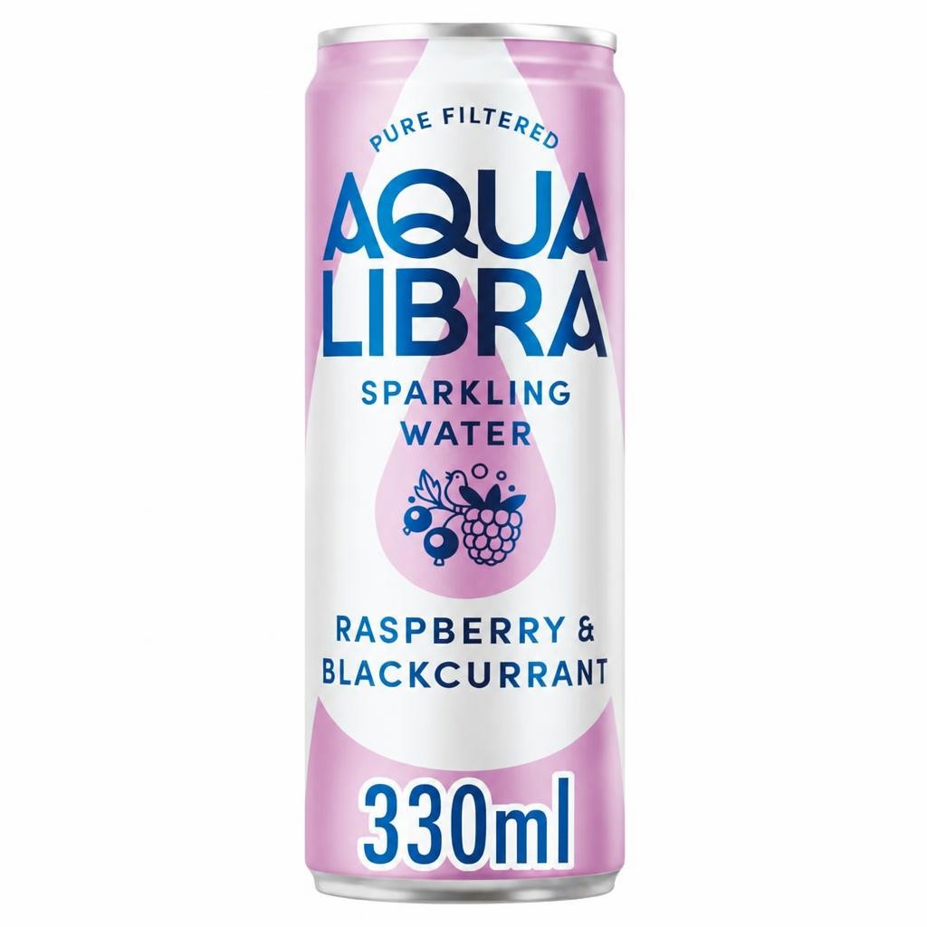 Aqua Libra Sparkling Water Infused with Raspberry & Blackcurrant 4x330ml