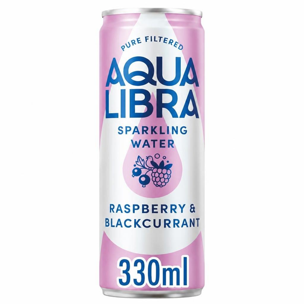 Aqua Libra Sparkling Water Infused with Raspberry & Blackcurrant 4x330ml